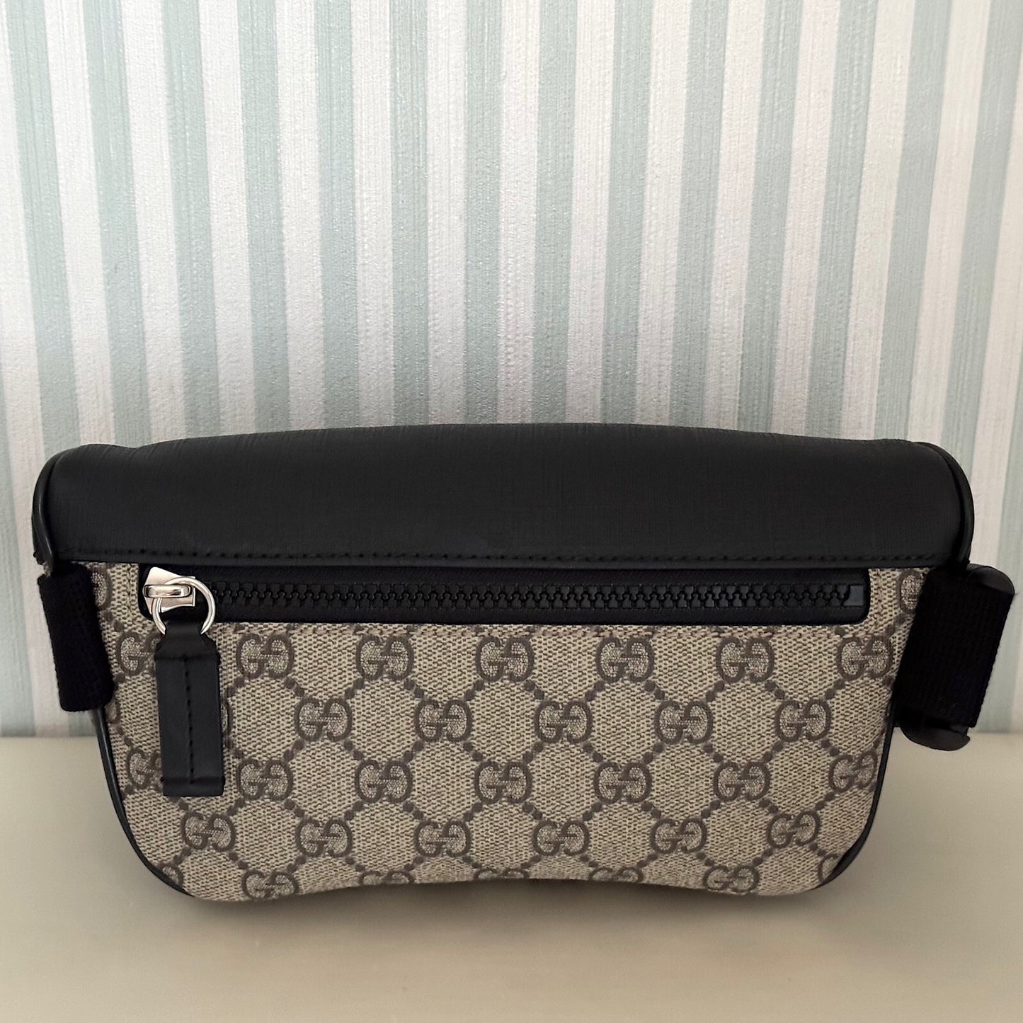 GUCCI GG Supreme 450946 Canvas Body Belt Bag Beige Fanny PVC Leather with Box