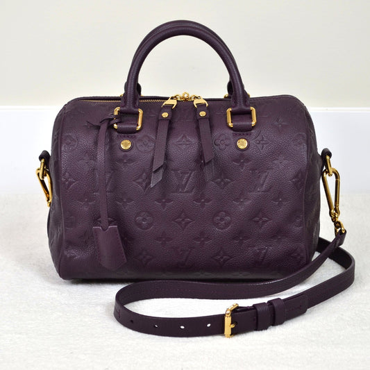Louis Vuitton Speedy 25 Aube Purple Empreinte Leather Shoulder Bag Purse Handbag