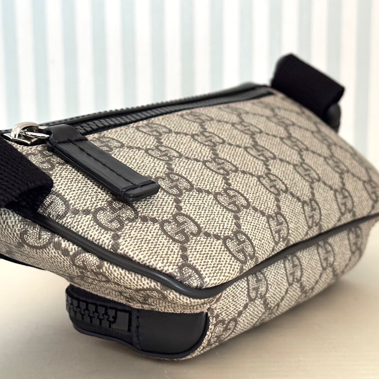 GUCCI GG Supreme 450946 Canvas Body Belt Bag Beige Fanny PVC Leather with Box