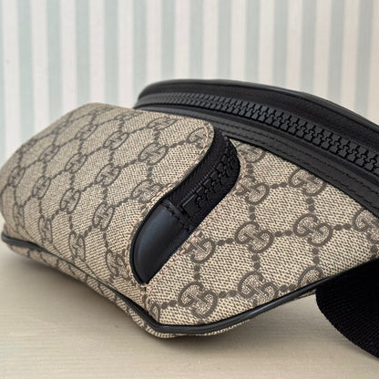 GUCCI GG Supreme 450946 Canvas Body Belt Bag Beige Fanny PVC Leather with Box