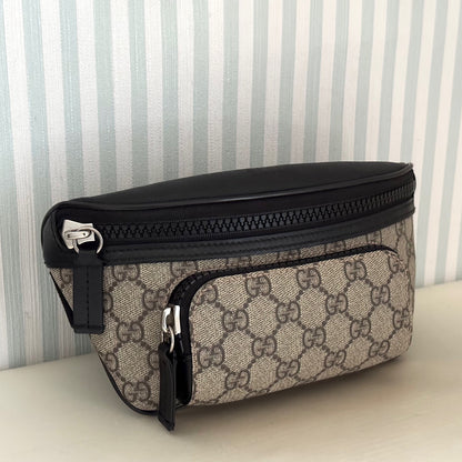 GUCCI GG Supreme 450946 Canvas Body Belt Bag Beige Fanny PVC Leather with Box